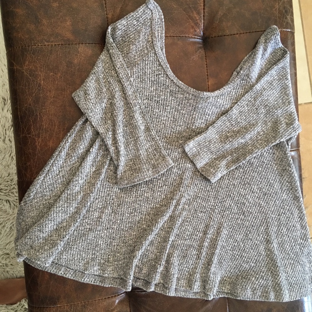 Grey scoop neck blouse